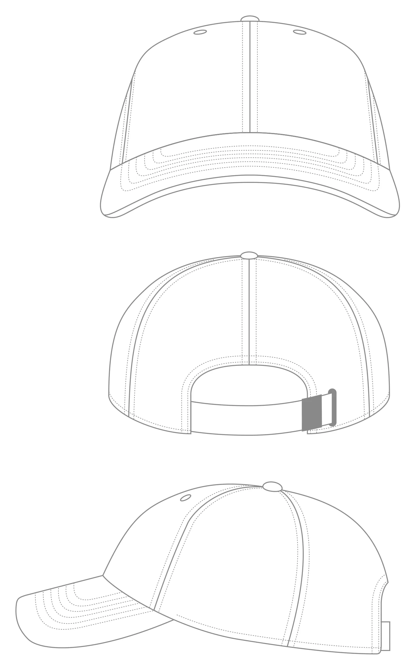 1155 ベースボール ローキャップ -デニム- の絵型(線画)